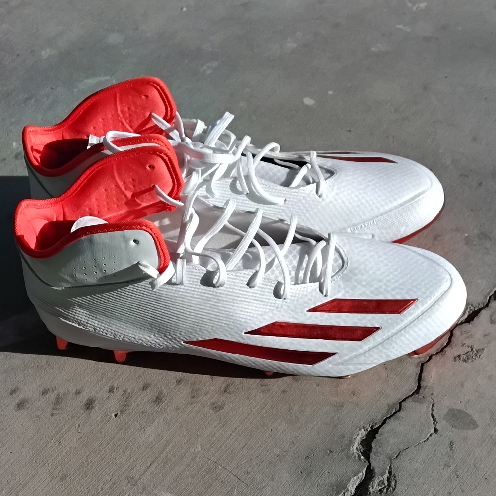 Adidas Adizero 5-Star 5.0 Football Mid Cleats White/Orange Size 15 B72641 NWOB